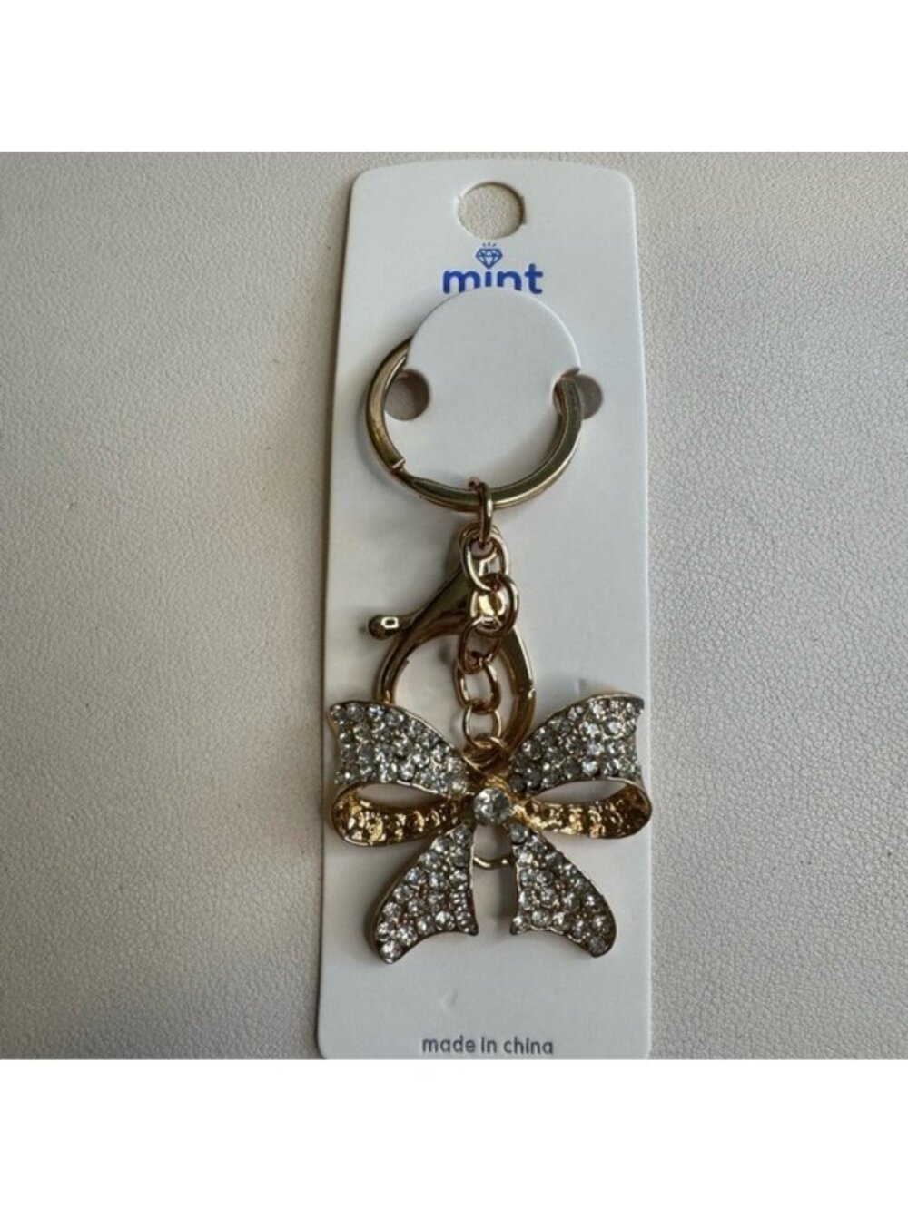 Mint Gold and Silver Sparkling Bow Keychain Bag Charm